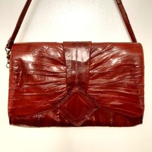 VINTAGE Rust Red Eel Skin Crossbody & Clutch - 30's Vibe - Classy